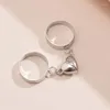 Pierścienie klastrowe pary magnetyczne pary romantyczna pierścień miłość serce wisior otwiera kobiety miłośnicy biżuterii Walentynki Prezent