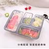 Bento-Boxen, 3 Fächer, wiederverwendbare Frischhaltedosen aus Kunststoff mit Deckel, mikrowellen- und spülmaschinenfest, Bento-Lunchbox, 5er-Set, 231013