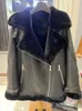 レディースファーフェイク冬の女性機関車スーツ本物のメリノシープコート本革ジャケット厚い暖かい豪華な女性コート231018