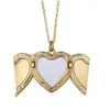 Christmas Decorations Sublimation Blanks Necklace Decorations Locket Fashion Angel Wings Transfer Printing Heart Shape Consumables For Dhdu7