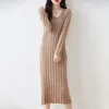 Urban Sexy Dresse Clothing 100 Wool Sticked 2023 Ankomst Vinter Autumn V Neck Long Style 6Colors Female Hoppers 231018