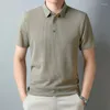 Men's Polos Man Short Sleeve Casual Business Sportswear Shirt Plus Size 3xl 4xl Summer Jacquard Seamless Breathable Khaki Polo Male