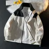 남성용 재킷 2023 가을 남성 재킷 풍력 편지 자수 오버 사이즈 유엔 코트 패션 충돌 컬러 지퍼 디자인 남성 겉옷
