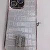 Leder Alligator Diamond Check Metallbuchstaben iPhone 15 plus 13 12 14 11 Promax 15Promax Deluxe Leder Unisex stoßfeste Hülle