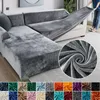 Stol täcker sammet soffa täckning tjock elastisk 1234 sätes för vardagsrum plysch lformad hörn soffa 231019