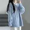 Frauen Hoodies 2023 Herbst Mode Retro Blau V-ausschnitt Pullover Pullover Women'loose Gestrickte Top Boutique Kleidung Einfache Stil