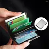 Card Holders Stainless Steel ID Holder Bag Business Cards Storage Organizer Wallet Metal Purse Case Cover