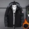 Mens Down Parkas Outdoor Black Fashion Zip Up Jacket Winter Tjock Velvet Oversize 7xl 8xl 9xl Coat för vindtäta vattentäta kläder 231018