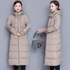 Dames donsparka's Oversize 5xl Sneeuw Winddicht Slijtage Slanke capuchon Lange winter Elegante overjas Effen Koreaanse katoenen jassen Warme gewatteerde jassen 231019