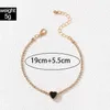 Bangle HuaTang Korean Style Crystal Love Heart For Women Fashion Gold Color Alloy Adjustable Metal Bracelets Party Jewelry 21059248U