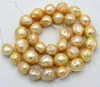 Kedjor naturliga 11-14mm rosa barock pärlor lösa pärlor halsband 18 "36"