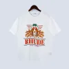 2023 Rhude T-shirt Europe Amérique Hommes T-shirt Rhude Designer Marque Vêtements Col rond Haute qualité Manches courtes Taille américaine S-XXL