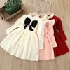 Girl Dresses Toddler Sweater Knitting Dress Fashion Sweet Long Sleeve Pink Princess Girls Chic A-Line Comfort Bow Knitwear