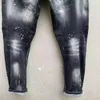 Männer Jeans Schwarz Spleißen Zerkratzt Lokal Do Alte Loch Zerrissene Mode Bleistift Hosen T155 #