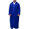 Ethnic Clothing Men Muslims Long Thobe Hooded Robe Mens Kaftan Loungewear Shirt For