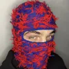 Casquettes de cyclisme Masques Cagoule en détresse tricoté masque de ski complet Hipop unisexe Shiesty masque extérieur camouflage cagoule polaire bonnets flous 231019