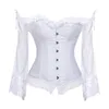 Top corsetto da sposa per donna con maniche stile vittoriano retrò burlesque corsetto in pizzo e bustier gilet da sposa moda bianco282m