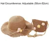 Hats Kids Girl Bowler Straw Hat Summer Wide Brim Flower Beach Sun Caps And Shoulder Bag For Toddler Seaside Travel Outdoor Sunscreen