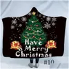 Koc świąteczny z kapturem Adts Child 3D drukowane pluszowe koce polaru Sherpa Rzuć Purę Cloak Peles Warm Soft Redel Home Tekstyles GGA2588 Dharb