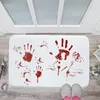 Bath Mats Bloody Footprint Door Mat Nonslip Absorberande Blood Splashes Foot For Badrum Halloween Golvtvättbar matta 231019