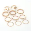 Cluster Rings 11pcs/Lot Crystal Gold Color Ring Set For Engagement Girls Jewelry Midi Finger Women Party Gifts 31064