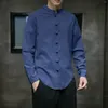Chemises décontractées pour hommes Vintage chemise médiévale couleur unie col montant chemisier Renaissance pour hommes Camisas Blusas vêtements hauts