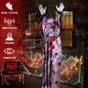 Andra evenemangsfestleveranser Halloween Animatronic Hanging Decoration Animated Talking Scary Clown With Chain Red Eyes Sound Touch Activated Electric Horror 231019