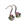 Dingle örhängen klassiska färgglada kristallplommonblommor droppe för kvinnor känsla av design ljus lyxiga söta festörhängen smycken