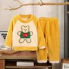 Pajamas Baby Clothes Boys Girls Pajamas Set Autumn Winter Thicken Flannel Toddler Child Warm Cartoon Sleepwear 2pcs Kids Home Suit 231019