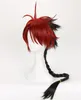 Articoli per feste Seraph Of The End Crowley Eusford Lungo Rosso Nero Treccia Gradiente Resistente al calore Cosplay Capelli sintetici Parrucca gratuita di Halloween