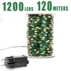 Andra evenemangsfestleveranser Green Cable 1000 LED String Lights 100m jule Fairy Lights Outdoor Waterproof Tree Garland Christmas Holiday Decoration 231019