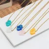 Pendant Necklaces Creative Fashion Opal Butterfly Chain Stainless Steel Choker Synthetic Palm Hand For Women Girl Necklace Gift287n