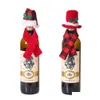 ديكورات عيد الميلاد عيد الميلاد بافالو منقوشة ميني سانتا قبعة ودزجة نبيذ زجاجة إيه سييرواري حامل عيد الميلاد الحلي