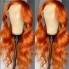 Parrucche sintetiche Wiggogo Body Wave 13X6 HD Parrucca frontale in pizzo Parrucca anteriore in pizzo arancione zenzero Parrucca per capelli umani HD Parrucca in pizzo 13X4 Parrucche frontali in pizzo per capelli umani Q231019