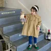 Cappotto 2-9Y Trench per bambini Primavera Autunno Neonate Giacca Stile medio Doppio petto Sciolto Giacca a vento per bambini Vestiti Hw35