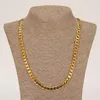 Classic Cuban Link Chain Necklace Bracelet Set Fine 18K Real Solid Gold Filled Fashion Men Women's Jewelry Accessories Perfec296M