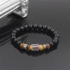 Charm Armbänder Mode Herren Matt Onyx Stein Tigerauge Kombination mit Kubikzircon Elastic Stretch Armband Unisex Schmuck Geschenk308w