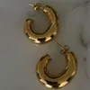 Hoop Huggie – boucles d'oreilles ovales épaisses pour femmes, en acier inoxydable doré, légères, vides à l'intérieur, bijoux minimalistes, BoldHoop225l, 2022