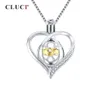 CLUCI 925 Medaglione per Collana da Donna Creazione di Gioielli in Argento Sterling 925 Cuore Zircone Perla Ciondolo Gabbia SC362SB279O