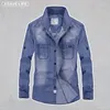 Camicie casual da uomo Camicia di jeans vintage Primavera Autunno Denim a maniche lunghe Tinta unita Stretch Cardigan da uomo Top per il tempo libero