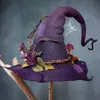 Halloween Toys Beautiful Artificial Flower Angled Witch Hat Creative Wizard Hat Halloween Witch Hat Novel Party Parts Decor 231019