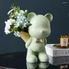 Vases Nordic Light Luxury Violent Bear Bouquet Flower Vase Decoration Living Room TV Cabinet Arrangement Gift