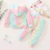 Conjuntos de ropa 0 24 meses nacidos Baby Girl Set Tie Dye Manga larga Sudadera con capucha Top Pantalones Primavera Moda 2 piezas Traje Ropa para niños pequeños 231018