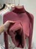 Maglie da donna Tees Turtleneck Sighion invernale Donne eleganti addensano in velluto foderato caldo a maglia top sottili a maglia magnetica maglia maglione maglione 231018