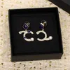 Luxury quality charm drop earring with diamond and black color beads have box stamp 18k gold plated PS3432A283h