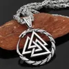 Homens de aço inoxidável Viking Valknut Amuleto dragão pingente colar1334x