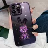 Obudowy telefonu komórkowego Śliczne króliki Quicksand Glitter Case na iPhone 14 Pro Max 13 12 11 15 X XR XS 8 7 Plus Przezroczystość Ochrony aparatu L230823