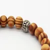 Whole New Arrival Products 8mm Antique Silver Buddha Head Beaded Bracelets With Nice Wood Beads Jewelry248S