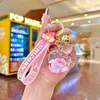 Cute Pink Donut Quicksand Bottle Acrylic Keychain School Bag Car Cartoon Key Pendant As A Toy Or Gift For Anyone