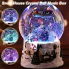 Dekorativa föremål Figurer Christmas Snow House Crystal Ball Music Box Rotera ljus 4-i-1 Multifunktion Crystal Globe Christmas Gift 231019